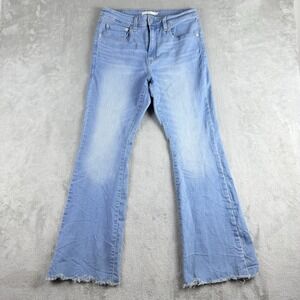 Levis 726 Jeans Women‎ 31 Blue Denim Stretch Flare High Rise Raw Hem Boho Hippie